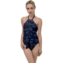 Mathematical-seamless-pattern-with-geometric-shapes-formulas Go With The Flow One Piece Swimsuit by Salman4z