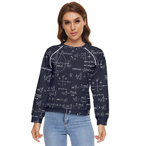 Mathematical-seamless-pattern-with-geometric-shapes-formulas Women s Long Sleeve Raglan Tee by Salman4z