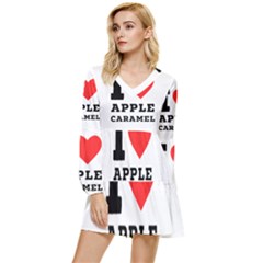 I Love Apple Caramel Tiered Long Sleeve Mini Dress by ilovewhateva