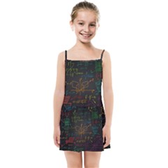Mathematical-colorful-formulas-drawn-by-hand-black-chalkboard Kids  Summer Sun Dress by Salman4z