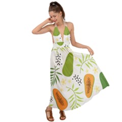 Seamless-tropical-pattern-with-papaya Backless Maxi Beach Dress by Salman4z