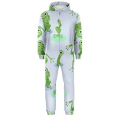 Cute-green-frogs-seamless-pattern Hooded Jumpsuit (men) by Salman4z
