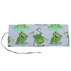Cute-green-frogs-seamless-pattern Roll Up Canvas Pencil Holder (s) by Salman4z