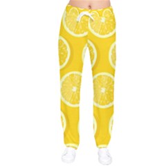 Lemon-fruits-slice-seamless-pattern Women Velvet Drawstring Pants by Salman4z