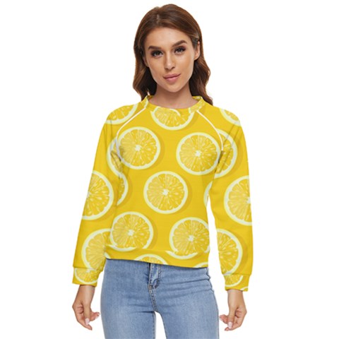 Lemon-fruits-slice-seamless-pattern Women s Long Sleeve Raglan Tee by Salman4z