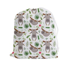 Seamless-pattern-with-cute-sloths Drawstring Pouch (2xl) by Salman4z