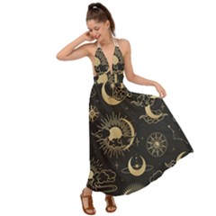 Asian-seamless-pattern-with-clouds-moon-sun-stars-vector-collection-oriental-chinese-japanese-korean Backless Maxi Beach Dress by Salman4z