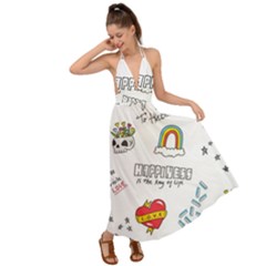 Abstract-fashion-background-suitable-fabric-printing Backless Maxi Beach Dress by Salman4z