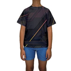 Gradient-geometric-shapes-dark-background Kids  Short Sleeve Swimwear by Salman4z