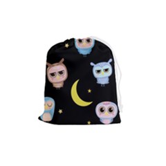 Cute-owl-doodles-with-moon-star-seamless-pattern Drawstring Pouch (medium) by Salman4z