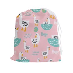 Cute-happy-duck-gift-card-design-seamless-pattern-template Drawstring Pouch (2xl) by Salman4z
