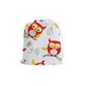 Seamless-pattern-vector-owl-cartoon-with-bugs Drawstring Pouch (Medium) View1