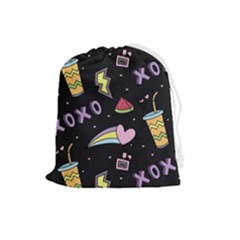 Cute-girl-things-seamless-background Drawstring Pouch (large) by Salman4z