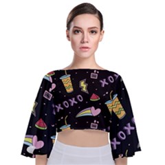 Cute-girl-things-seamless-background Tie Back Butterfly Sleeve Chiffon Top by Salman4z