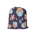 Owl-stars-pattern-background Drawstring Pouch (Large) View2