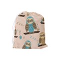 Seamless-pattern-owls-dream-cute-style-pajama-fabric Drawstring Pouch (Large) View2