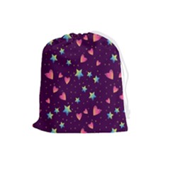 Colorful-stars-hearts-seamless-vector-pattern Drawstring Pouch (large) by Salman4z