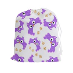 Purple-owl-pattern-background Drawstring Pouch (2xl) by Salman4z
