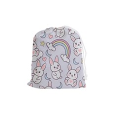 Seamless-pattern-with-cute-rabbit-character Drawstring Pouch (medium) by Salman4z