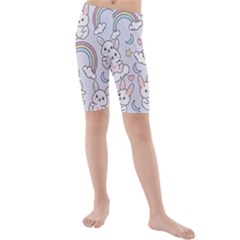 Seamless-pattern-with-cute-rabbit-character Kids  Mid Length Swim Shorts by Salman4z
