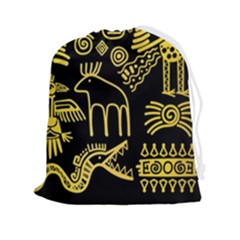 Golden-indian-traditional-signs-symbols Drawstring Pouch (2xl) by Salman4z