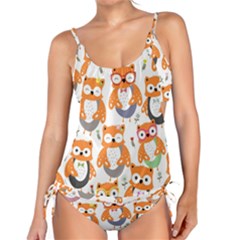 Cute-colorful-owl-cartoon-seamless-pattern Tankini Set by Salman4z