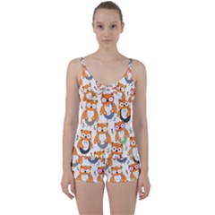 Cute-colorful-owl-cartoon-seamless-pattern Tie Front Two Piece Tankini by Salman4z