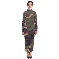 Texture-military-camouflage-repeats-seamless-army-green-hunting Turtleneck Maxi Dress by Salman4z