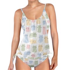 Cute-cat-colorful-cartoon-doodle-seamless-pattern Tankini Set by Salman4z