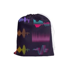 Colorful-sound-wave-set Drawstring Pouch (large) by Salman4z