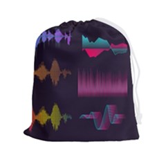 Colorful-sound-wave-set Drawstring Pouch (2xl) by Salman4z