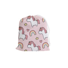 Cute-unicorn-rainbow-seamless-pattern-background Drawstring Pouch (medium) by Salman4z