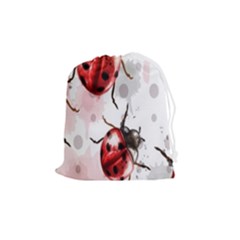 Ladybugs-pattern-texture-watercolor Drawstring Pouch (medium) by Salman4z