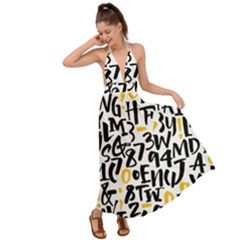 Letters-pattern Backless Maxi Beach Dress by Salman4z