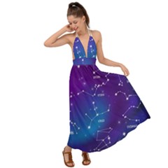 Realistic-night-sky-poster-with-constellations Backless Maxi Beach Dress by Salman4z