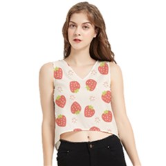 Strawberries-pattern-design V-neck Cropped Tank Top by Salman4z