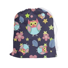 Owl-stars-pattern-background Drawstring Pouch (2xl) by Salman4z