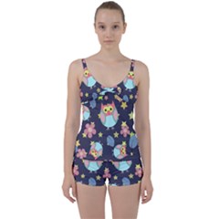Owl-stars-pattern-background Tie Front Two Piece Tankini by Salman4z