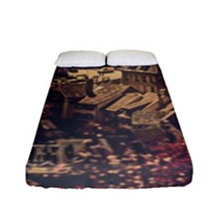 Vintage Cityscape City Retro Old Fitted Sheet (full/ Double Size) by Salman4z