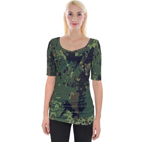 Military Background Grunge Wide Neckline Tee by pakminggu