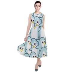 Penguins Pattern Round Neck Boho Dress by pakminggu