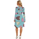Seamless Pattern With Heart Shaped Cookies With Sugar Icing Long Sleeve Dress With Pocket View4