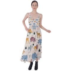 Wild Animals Seamless Pattern Tie Back Maxi Dress by pakminggu