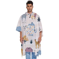 Wild Animals Seamless Pattern Men s Hooded Rain Ponchos by pakminggu