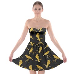 Background With Golden Birds Strapless Bra Top Dress by pakminggu