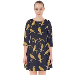 Background With Golden Birds Smock Dress by pakminggu