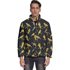 Background With Golden Birds Men s Puffer Bubble Jacket Coat by pakminggu