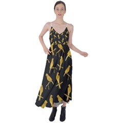 Background With Golden Birds Tie Back Maxi Dress by pakminggu