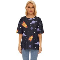 Cosmos Rockets Spaceships Ufos Oversized Basic Tee by pakminggu