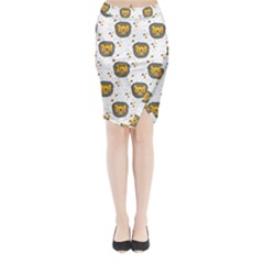 Lion Heads Pattern Design Doodle Midi Wrap Pencil Skirt by pakminggu